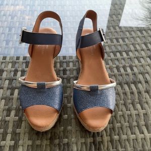 Eric Michael Blue Deb Espadrilles Wedge Sandal.